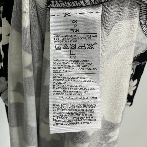 Old Navy Floral Dress Swing Long Sleeves Stretch Jersey Knit Black Casual Short - Picture 10 of 10